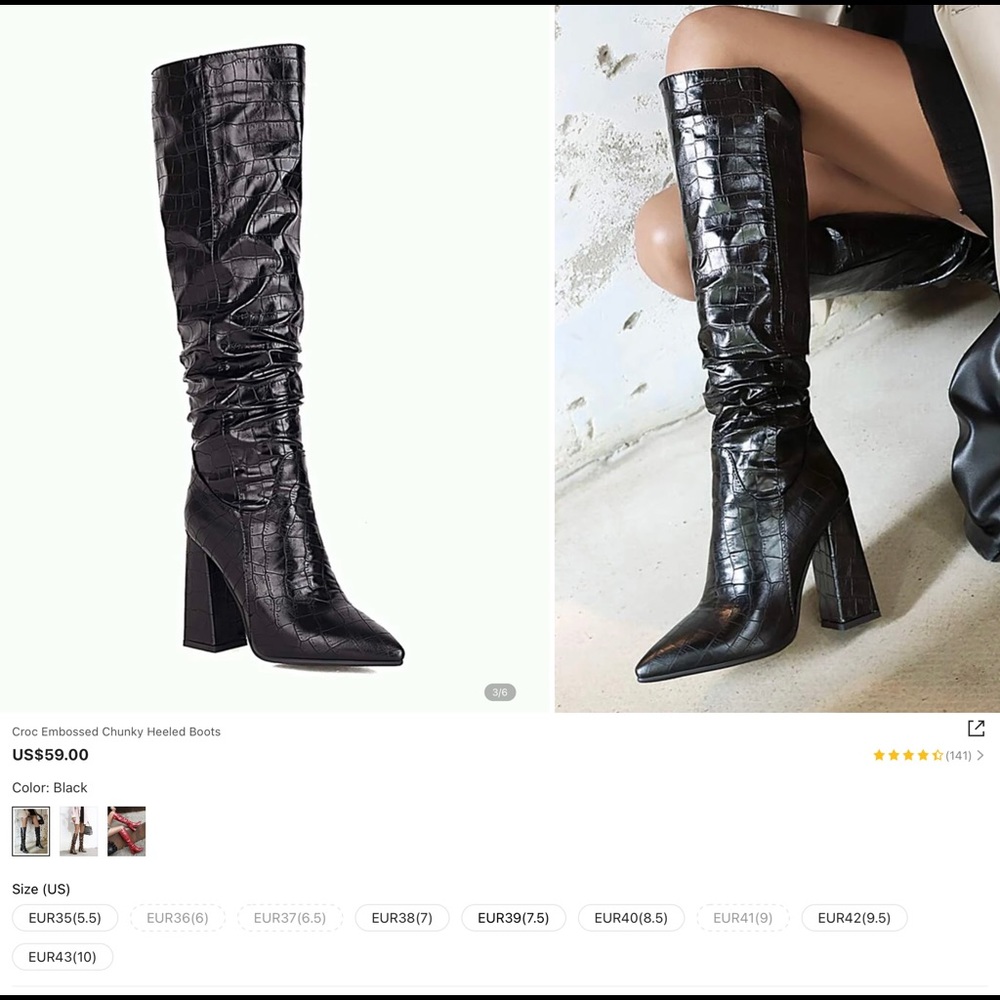 Croc embossed chunky heeled boots ! 🔥🔥